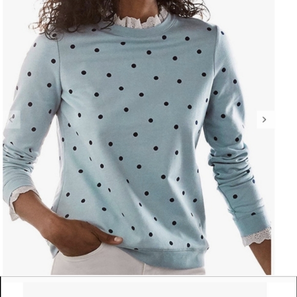 Boden Holly Sweatshirt Ice Blue Polka Dot - Picture 5 of 9